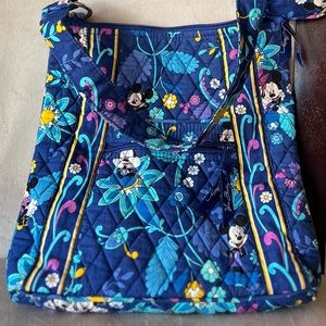 Vera Bradley Disney Crossbody Dreaming of Mickey blue quilted pattern.